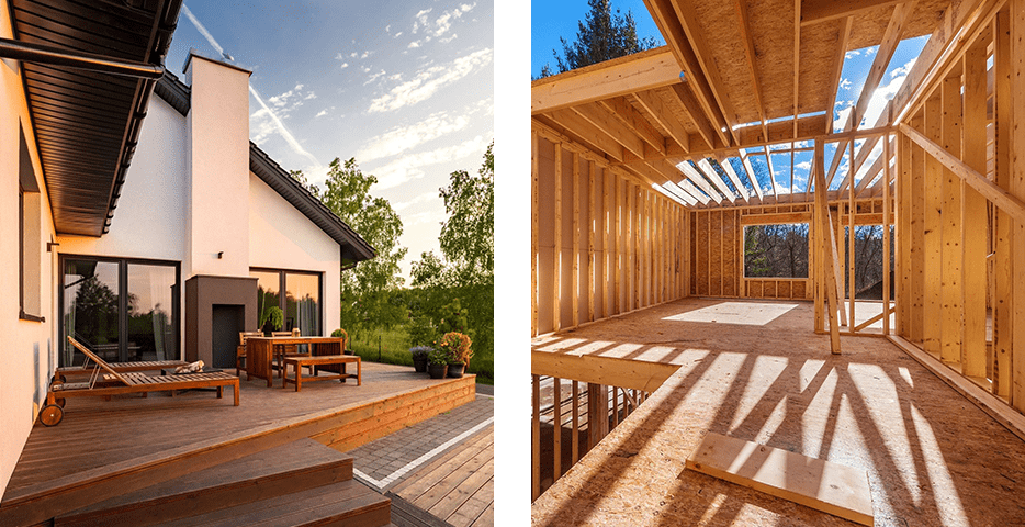 A house with two different views of the outside.